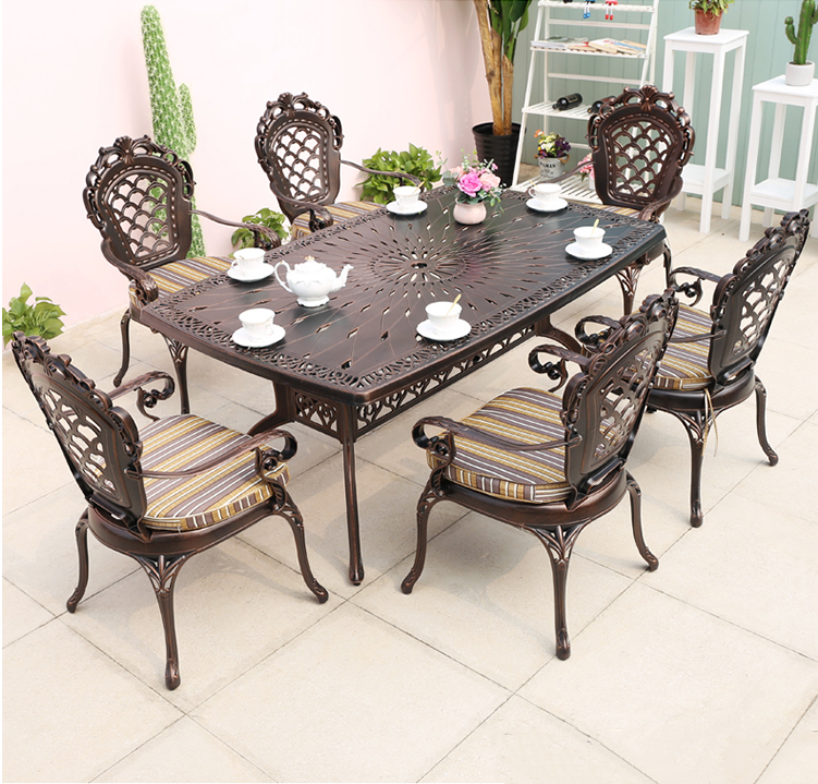 Ngoài trời sân vườn ngoài trời nhôm đúc bàn ghế nướng ngoài trời ban công ngoài trời biệt thự ngoài trời bàn ghế nhôm mỹ bộ ba món 5 món (1)