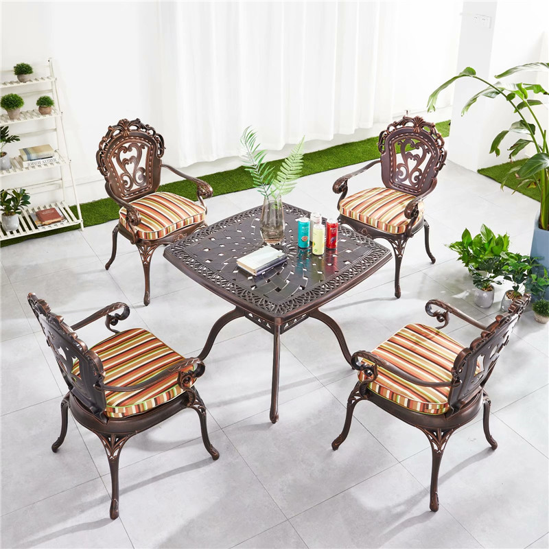 Ngoài trời sân vườn ngoài trời nhôm đúc bàn ghế nướng ngoài trời ban công ngoài trời biệt thự ngoài trời bàn ghế nhôm mỹ bộ ba món 5 món (3)