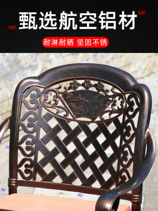 Sân ngoài trời nhôm đúc bàn ghế nướng biệt thự sân vườn ngoài trời hộ gia đình bếp nướng than điện bàn ghế đá cẩm thạch Bộ bàn ghế 5 món 21