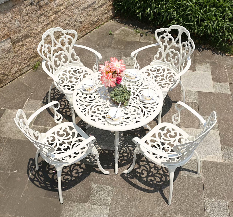 Sân vườn ngoài trời nhôm đúc bàn ghế nướng ngoài trời ban công biệt thự sân trong tất cả các đồ nội thất thư giãn bằng nhôm ngoài trời nhôm ba hoặc năm bộ (2)