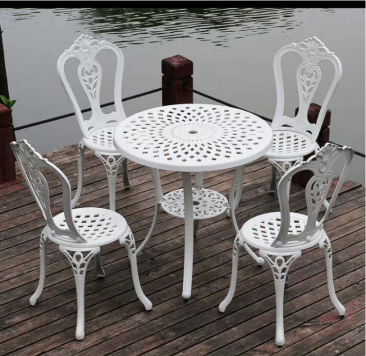 Sân vườn ngoài trời nhôm đúc bàn ghế nướng ngoài trời ban công biệt thự sân trong tất cả các đồ nội thất thư giãn bằng nhôm ngoài trời nhôm ba hoặc năm bộ (2)