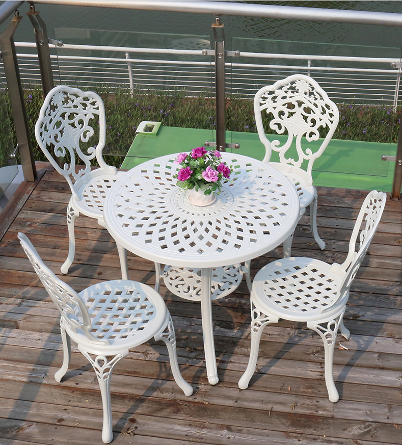 Sân vườn ngoài trời nhôm đúc bàn ghế nướng ngoài trời ban công biệt thự sân trong tất cả các đồ nội thất thư giãn bằng nhôm ngoài trời nhôm ba hoặc năm bộ (3)