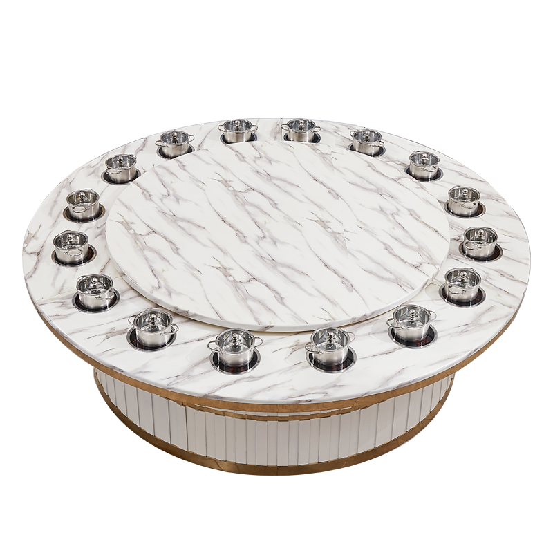 Bàn ăn khách sạn bàn tròn lớn bàn ăn lẩu bàn ghế kết hợp bàn xoay điện 15 người 20 người hộp nhà hàng khách sạn (6)