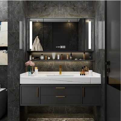 Bàn đá tích hợp chậu rửa tủ phòng tắm kết hợp chậu rửa hiện đại tối giản chậu rửa tủ bàn trang điểm phòng tắm sang trọng ánh sáng