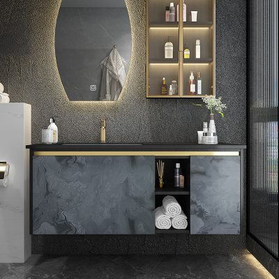 Bàn đá tủ phòng tắm kết hợp ánh sáng sang trọng đơn giản chậu rửa phòng tắm chậu rửa bàn trang điểm tủ gương thông minh