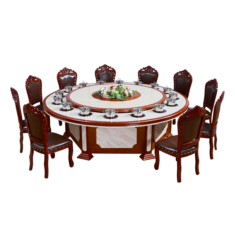 Bàn lẩu bếp từ một khách sạn thương mại bàn ăn điện bàn tròn lớn khách sạn hộp 15 người 20 người bàn xoay (6)