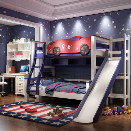 Giường tầng trẻ em, bé gái, bé trai, mẹ và con, bộ đồ nội thất tiết kiệm không gian bằng gỗ nguyên khối kết hợp giường đa chức năng (1)