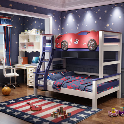 Giường tầng trẻ em, bé gái, bé trai, mẹ và con, bộ đồ nội thất tiết kiệm không gian bằng gỗ nguyên khối kết hợp giường đa chức năng (4)