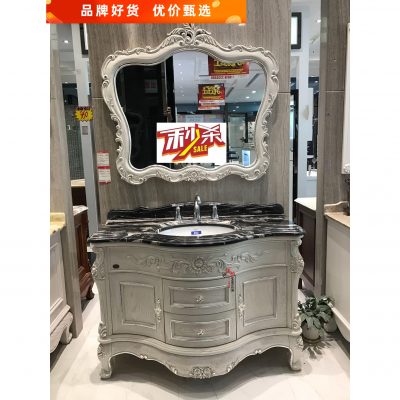 Phong cách Châu Âu tủ phòng tắm gỗ sồi sàn chạm khắc gỗ sồi Jane Tủ phòng tắm Châu Âu phòng tắm bàn trang điểm kết hợp tủ chậu rửa