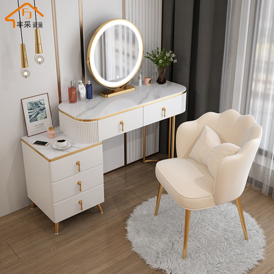 Bắc Âu ánh sáng sang trọng bàn trang điểm lưới màu đỏ in gió bàn trang điểm hiện đại phòng ngủ tối giản bàn trang điểm tủ lưu trữ một