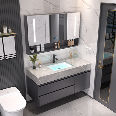 Bắc Âu tủ phòng tắm kết hợp ánh sáng hiện đại sang trọng phòng tắm rửa tay rửa mặt chậu rửa mặt bảng đá một chậu bộ phòng tắm