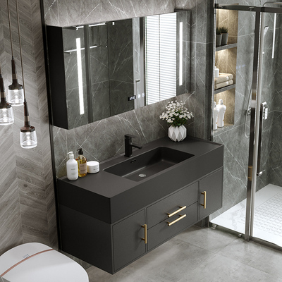 Bảng đá sang trọng nhẹ một chậu phòng tắm tủ kết hợp phòng tắm tối giản hiện đại bộ rửa mặt rửa tay bàn trang điểm phòng tắm