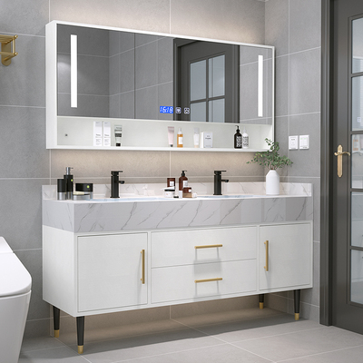 Chậu rửa đôi bảng đá phòng tắm tủ kết hợp bàn trang điểm phòng tắm hiện đại tối giản tủ gương chậu rửa