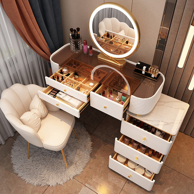 Bàn trang điểm sang trọng nhẹ phòng ngủ hiện đại tối giản phong cách trong căn hộ cao cấp bàn trang điểm nhỏ tủ lưu trữ một bàn trang điểm