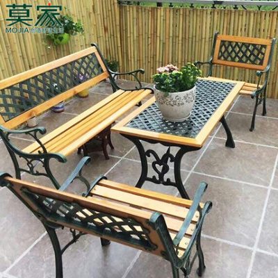 Mojia ghế công viên băng ghế ngoài trời giải trí băng ghế gỗ rắn ghế sân vườn lưng ghế ngoài trời băng ghế gỗ chống ăn mòn