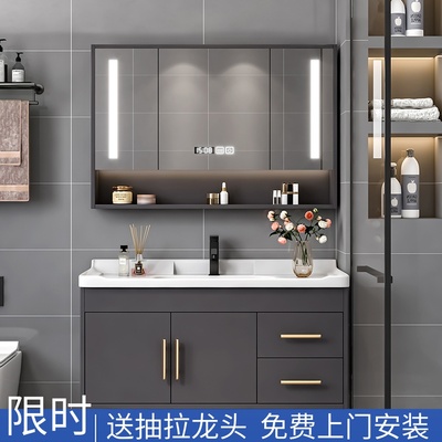 Bắc Âu nhẹ sang trọng sang trọng bằng gỗ rắn tủ phòng tắm kết hợp phòng tắm bàn trang điểm chậu rửa chậu rửa bộ tủ phòng tắm