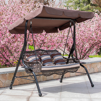 Xích đu ngoài trời nhà sắt rèn sân vườn ghế treo đôi ban công ngoài trời lưới thư giãn lưới nôi màu đỏ võng treo giỏ ghế bập bênh