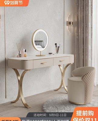Bàn trang điểm bằng đá sang trọng nhẹ bàn trang điểm phòng ngủ tối giản hiện đại bàn trang điểm nhỏ trong lưới màu đỏ bàn trang điểm cao cấp sáng tạo