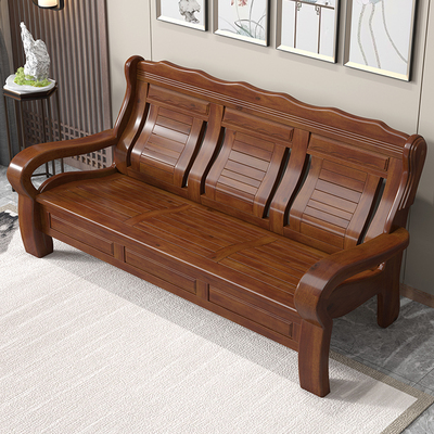 Ghế sofa gỗ rắn nội thất phòng khách hiện đại phong cách Trung Quốc gỗ long não căn hộ nhỏ ghế sofa gỗ kinh tế 1 + 2 + 3 kết hợp