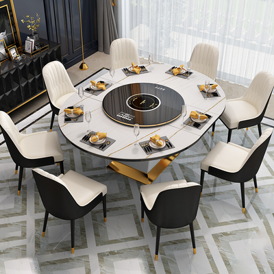 Nhập Khẩu Bàn Ăn Tròn Đá Phiến Gấp Gọn Tích Hợp Bếp Từ – Mẫu 024