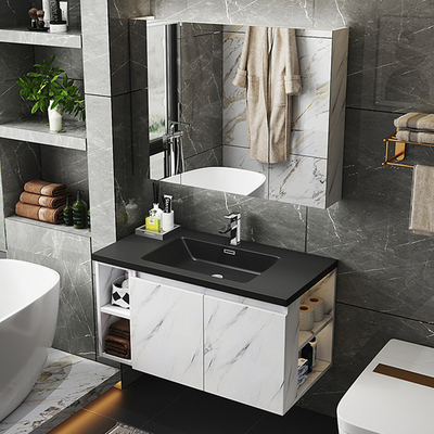 Tủ phòng tắm sang trọng nhẹ kết hợp chậu rửa mặt chậu rửa mặt bảng đá một chậu hiện đại tối giản bộ bàn trang điểm phòng tắm