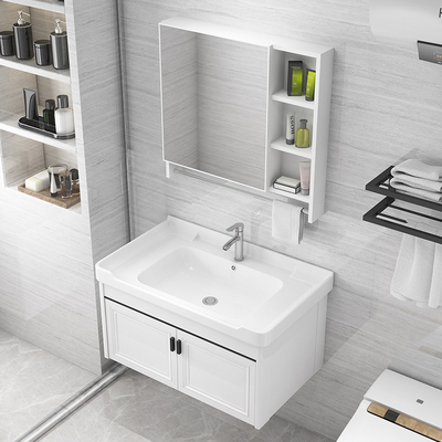 Phòng tắm phong cách bắc âu bộ tủ phòng tắm kết hợp chậu rửa hiện đại tối giản tích hợp chậu rửa bàn trang điểm phòng tắm