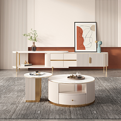 Sang trọng nhẹ tủ tivi đá Ý sang trọng kết hợp bàn cà phê phòng khách tối giản hiện đại căn hộ nhỏ có thể thu vào tủ sàn tủ tivi