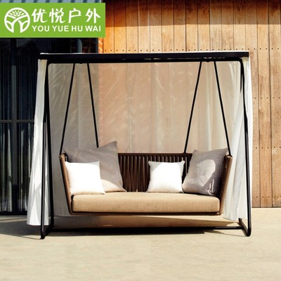 Xích đu ngoài trời ghế treo đơn đôi giỏ treo giỏ mây ban công ghế bập bênh ghế lười gia đình võng trong nhà và ngoài trời Ghế nôi