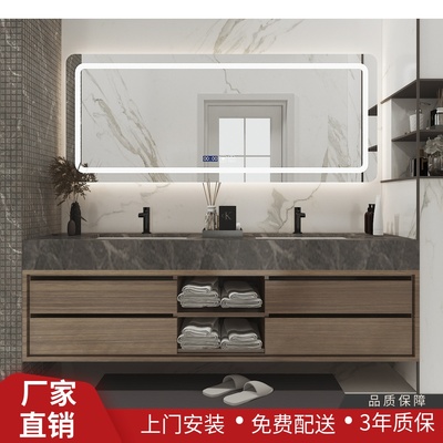 Tủ phòng tắm Bộ bồn rửa đôi Tủ phòng tắm Kết hợp bồn rửa tay bằng đá cẩm thạch hiện đại Đơn giản tùy chỉnh Tủ đựng đồ tùy chỉnh