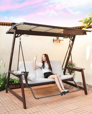 Feng Chaohuang Xích đu ngoài trời Ghế xích đu sân vườn xích đu người lớn ghế treo ban công nhà bằng sắt năng lượng mặt trời nhôm đúc ngoài trời