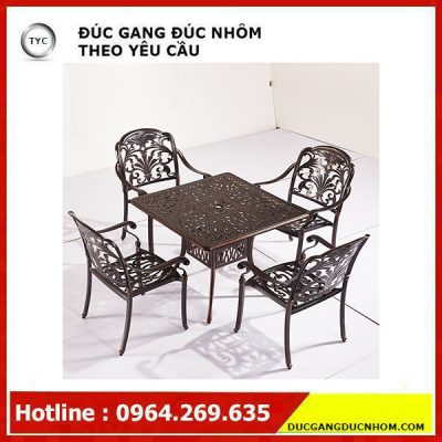 Bàn ghế sân vườn hình vuông. Bàn ghế nhôm đúc nhập khẩu