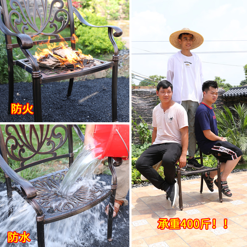 Bàn ghế nhôm đúc ngoài trời sân vườn tam thất ban công biệt thự thoáng mát bàn ghế ngoài trời chân sắt (1)