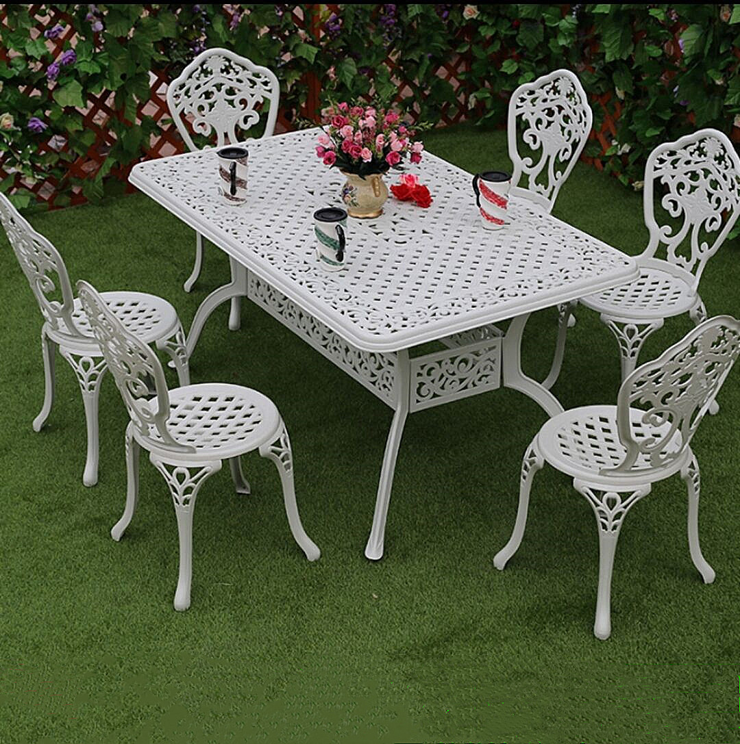 Bàn ghế nhôm đúc sân vườn ngoài trời lưới đỏ ban công lộ thiên sân ngoài trời bàn ghế nhôm đúc biệt thự toàn bộ nhôm ba năm bộ (4)