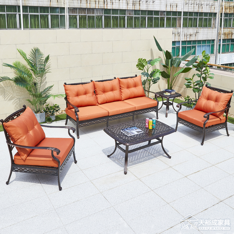 Ghế sofa nhôm đúc ngoài trời biệt thự sân vườn sân thượng phơi nắng sofa phòng khách ngoài trời sofa thư giãn kết hợp (1)