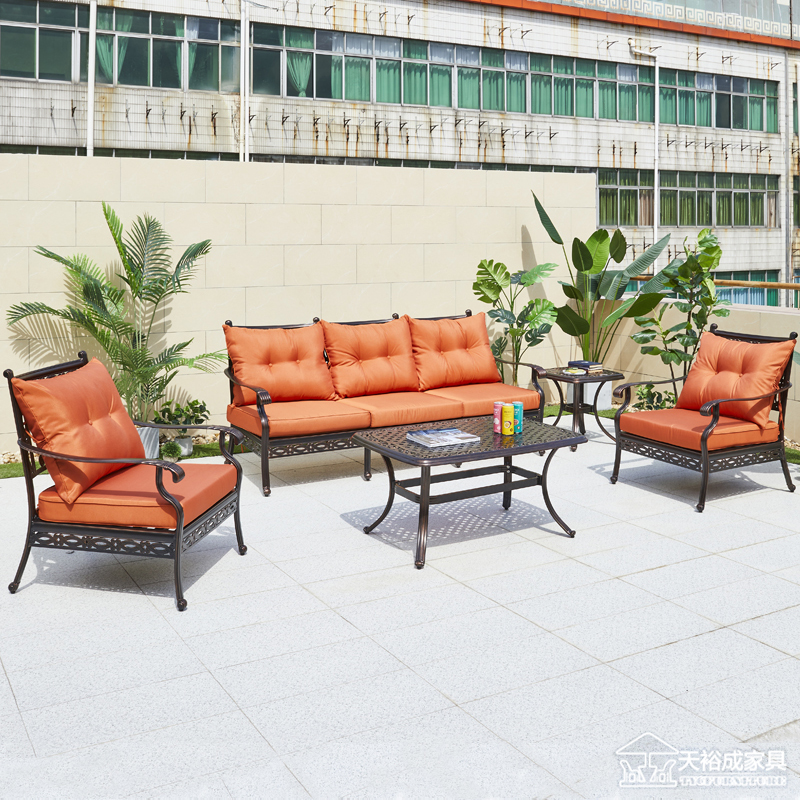 Ghế sofa nhôm đúc ngoài trời biệt thự sân vườn sân thượng phơi nắng sofa phòng khách ngoài trời sofa thư giãn kết hợp (5)