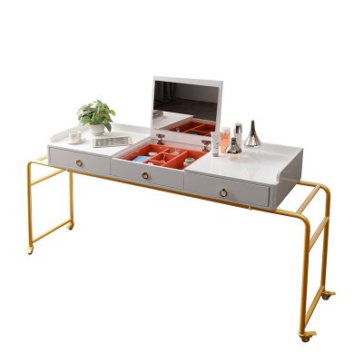 Gỗ rắn ánh sáng sang trọng giường chéo bàn phòng ngủ đơn giản đầu giường có thể di chuyển được dải kính thiên văn bàn trang điểm bàn máy tính tích hợp
