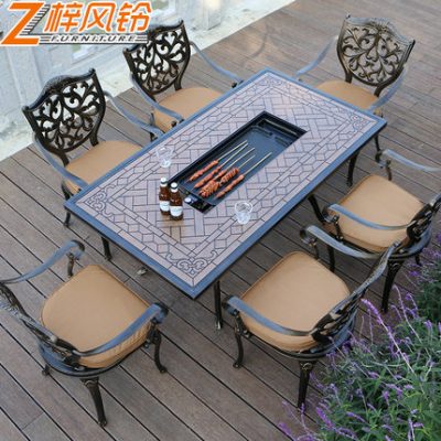 Catalpa chuông gió ngoài trời bàn ghế sân trong nhôm đúc chống ăn mòn chống thấm nước nội thất sân vườn Châu Âu ngoài trời ban công sắt rèn bàn thư giãn