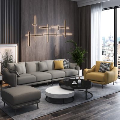 Công nghệ Bắc Âu sofa vải dùng một lần phòng khách căn hộ nhỏ đơn giản hiện đại thẳng hàng ghế sofa vải nhẹ sang trọng cho người ngồi