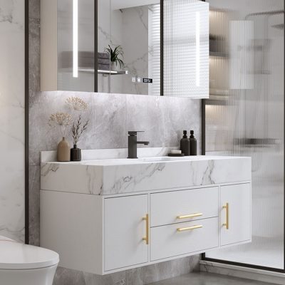 Phòng tắm sang trọng nhẹ bảng đá phòng tắm kết hợp chậu rửa hiện đại tối giản bộ trang điểm tủ gương bộ tủ