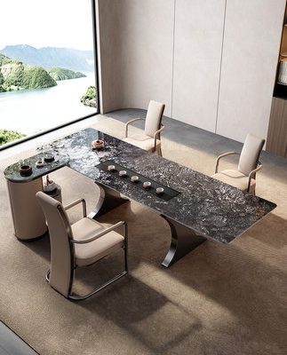 Bàn trà sang trọng nhẹ bầu không khí đơn giản hiện đại cao cấp nhà thiết kế biệt thự bàn ghế Kung Fu kết hợp bàn trà Zen rock board