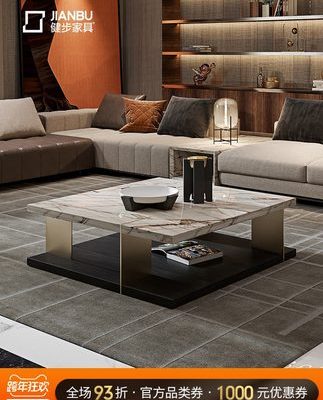 Bàn cà phê bằng đá cẩm thạch sang trọng ánh sáng hậu hiện đại nhà thiết kế tối giản người Ý căn hộ nhỏ phòng khách nhà đơn giản bàn trà sáng tạo