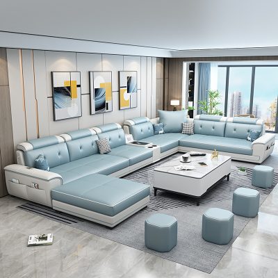 Phòng khách căn hộ chung cư kích thước Bắc Âu sofa vải kết hợp ánh sáng sang trọng hiện đại tối giản tối giản sofa vải công nghệ cao su ba chống thấm