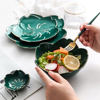 Món sa lát Bắc Âu Bát trái cây Bát ren Dim Sum Bát tráng miệng Bát ăn gia đình Cá tính Sáng tạo Bát sứ Bát mì Đĩa Tô salad sáng tạo