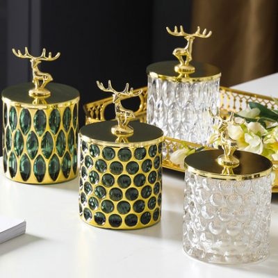 Hộp tăm bông sang trọng nhẹ lưu trữ có nắp hộp đựng tăm bông thủy tinh thời trang sáng tạo hộp tăm bông thẩm mỹ viện net màu đỏ hộp lưu trữ chỉ nha khoa bảo vệ môi trường