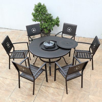 Bàn ghế nướng ngoài trời nướng điện không khói lẩu nướng ngoài trời ngoài trời sân vườn nội thất sân vườn gia dụng bàn ghế nhôm đúc kết hợp