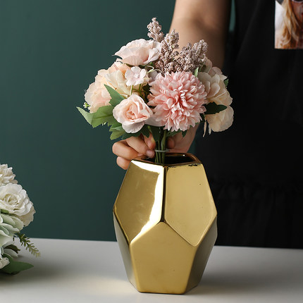 bình hoa màu mạ vàng , hình khối (1)
