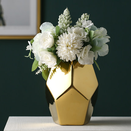bình hoa màu mạ vàng , hình khối (3)