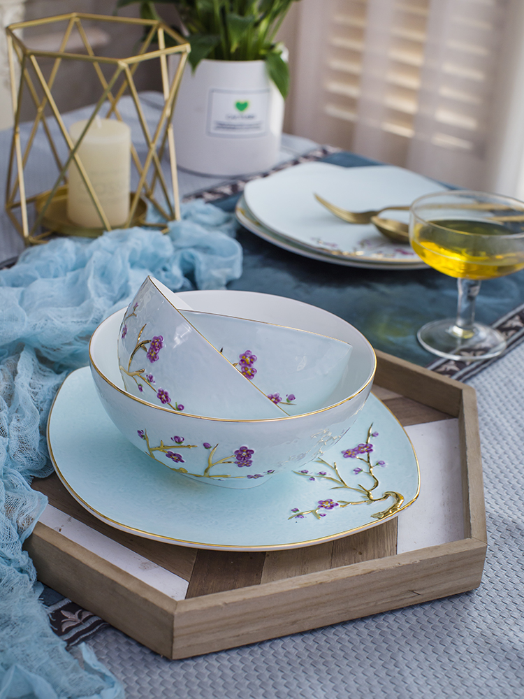 bộ bát đĩa gốm sứ họa tiết hoa nhí (5)