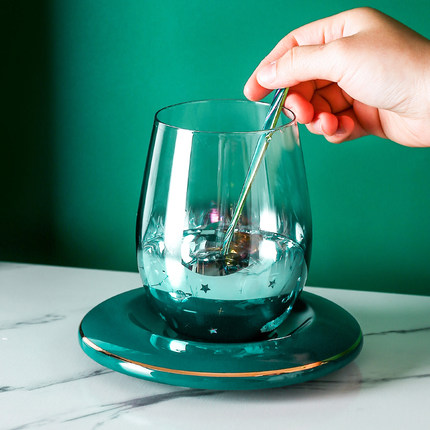 cốc thủy tinh kèm thìa và đĩa (2)