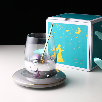 cốc thủy tinh kèm thìa và đĩa (3)